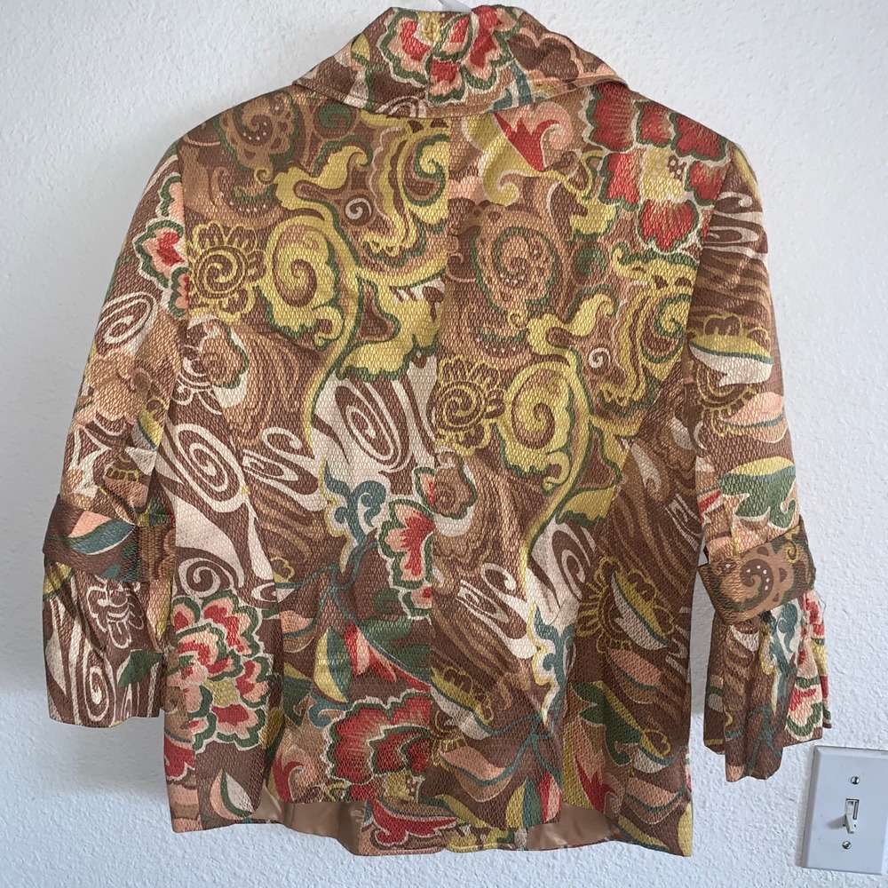 Lafayette 148 New York Floral Paisley Jacquard Bell Sleeve Blazer Jacket Size 10 - Picture 2 of 6
